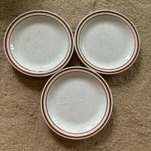 Jackson China 3 Small 5 3/4” Wide Brown Double Stripes Restaurant Plates